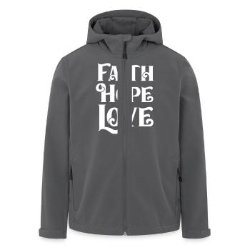 faith hope love - Men’s Recycled Softshell Jacket by Stanley/Stella - black - Front - AI Model Male 185 light (185cm)