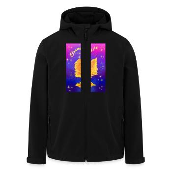 Ein orangefarbener kosmischer Cyber-Vogel - Recycelte Männer Softshell-Jacke von Stanley/Stella - Schwarz - Vorne - AI Model Male 185 light (185cm)