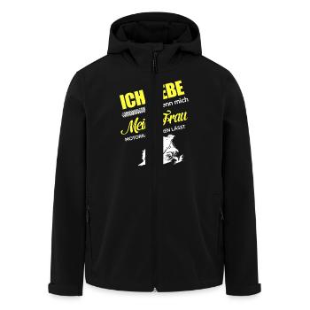 Motorrad Meine Frau - Recycelte Männer Softshell-Jacke von Stanley/Stella - Schwarz - Vorne - AI Model Male 185 light (185cm)