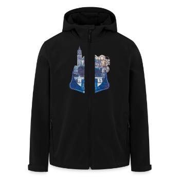 magdeburg an der elbe - Recycelte Männer Softshell-Jacke von Stanley/Stella - Schwarz - Vorne - AI Model Male 185 light (185cm)
