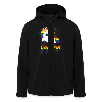 Gaycorn - Gay Unicorn - Recycelte Männer Softshell-Jacke von Stanley/Stella - Schwarz - Vorne - AI Model Male 185 light (185cm)