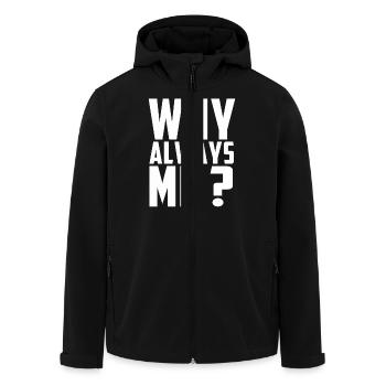 WARUM IMMER ICH? - Recycelte Männer Softshell-Jacke von Stanley/Stella - Schwarz - Vorne - AI Model Male 185 light (185cm)