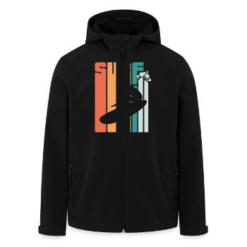 Surfing surf surfers gift retro vintage Beach - Men’s Recycled Softshell Jacket by Stanley/Stella - black - Front - AI Model Male 185 light (185cm)