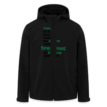 Camping Verwahrlosung Zuhause Zelten Urlaub Ferien - Recycelte Männer Softshell-Jacke von Stanley/Stella - Schwarz - Vorne - AI Model Male 185 light (185cm)