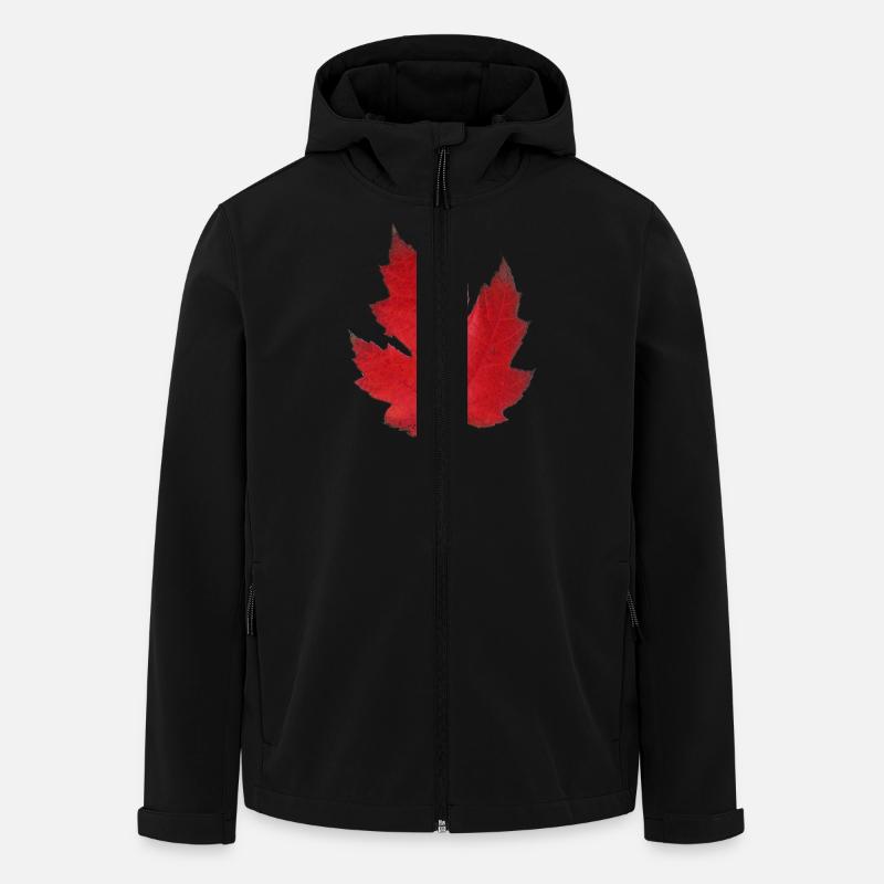 Red maple leaf - Men’s Recycled Softshell Jacket by Stanley/Stella - black