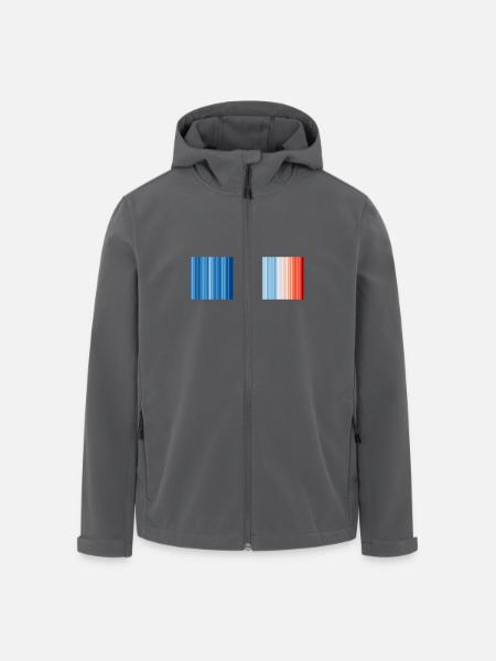 Warming Stripes illustrerer den globale opvarmning - Stanley/Stella herre softshelljakke i genanvendt polyester - sort
