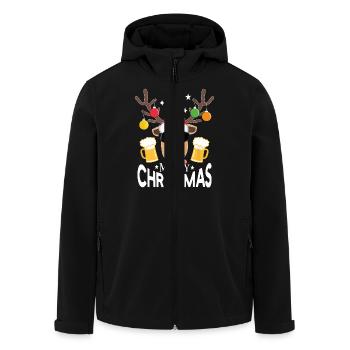 Weihnachten Rennes Bier trinken Frohe Weihnachten - Recycelte Männer Softshell-Jacke von Stanley/Stella - Schwarz - Vorne - AI Model Male 185 light (185cm)