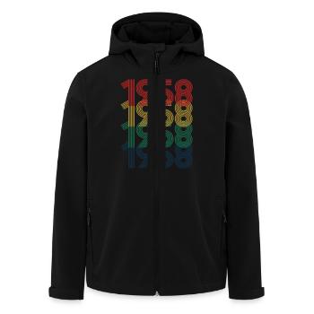 Cool Retro 1958, 64 ans, cadeau de 64e anniversaire - Veste softshell homme en polyester recyclé Stanley/Stella - noir - Devant - AI Model Male 185 light (185cm)