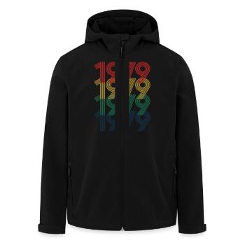 1979, Jahrgang 45. Geburtstag Männer Frauen 45 Jahre alt - Recycelte Männer Softshell-Jacke von Stanley/Stella - Schwarz - Vorne - AI Model Male 185 light (185cm)