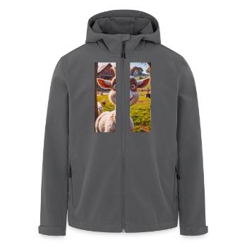 super cute animals on a farm – goat - Men’s Recycled Softshell Jacket by Stanley/Stella - black - Front - AI Model Male 185 light (185cm)