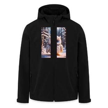 Super süße Tiere im Wald – Schneeeule - Recycelte Männer Softshell-Jacke von Stanley/Stella - Schwarz - Vorne - AI Model Male 185 light (185cm)