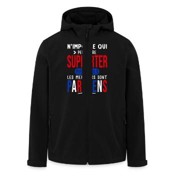 Paris Parisiens supporter football paris 75 - Veste softshell homme en polyester recyclé Stanley/Stella - noir - Devant - AI Model Male 185 light (185cm)
