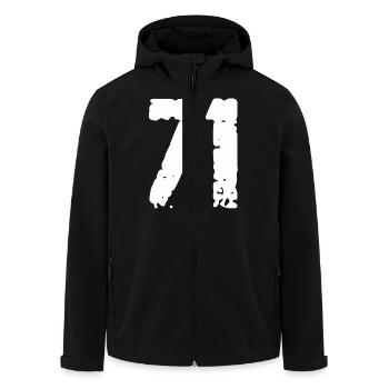71 Number Vintage - Men’s Recycled Softshell Jacket by Stanley/Stella - black - Front - AI Model Male 185 light (185cm)