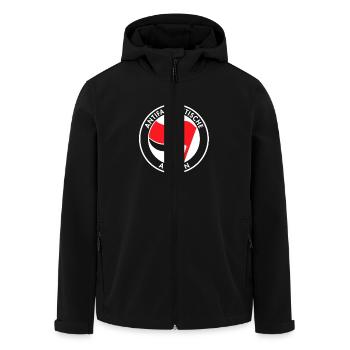Anti-fascist action - Men’s Recycled Softshell Jacket by Stanley/Stella - black - Front - AI Model Male 185 light (185cm)