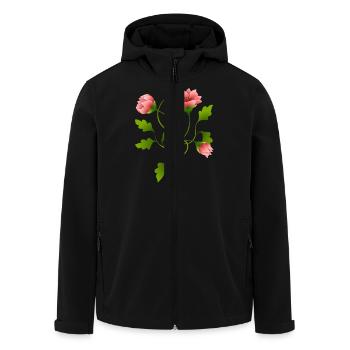 Flowers - Men’s Recycled Softshell Jacket by Stanley/Stella - black - Front - AI Model Male 185 light (185cm)