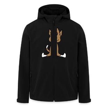 Hund Sitzt Süß Kleiner Glücklicher Welpe Haustier - Recycelte Männer Softshell-Jacke von Stanley/Stella - Schwarz - Vorne - AI Model Male 185 light (185cm)