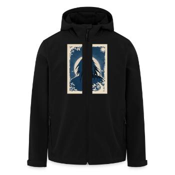 Anime character portrait - Men’s Recycled Softshell Jacket by Stanley/Stella - black - Front - AI Model Male 185 light (185cm)
