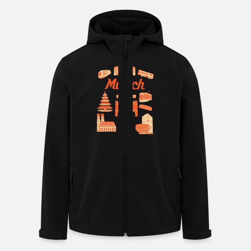 Munich Sehenswürdigkeiten Illustration - Recycelte Männer Softshell-Jacke von Stanley/Stella - Schwarz