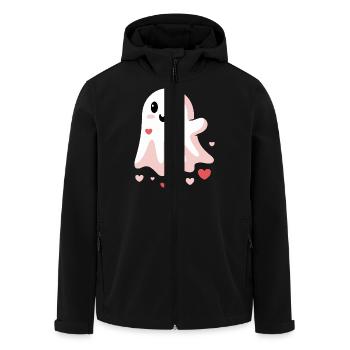 Cute Love Ghost - Men’s Recycled Softshell Jacket by Stanley/Stella - black - Front - AI Model Male 185 light (185cm)