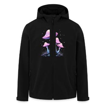 Magic Mushrooms - Mystical Forest Art - Men’s Recycled Softshell Jacket by Stanley/Stella - black - Front - AI Model Male 185 light (185cm)