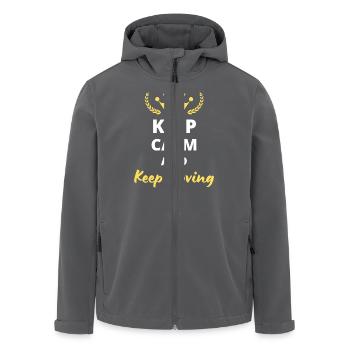 Bleiben Sie ruhig und bleiben Sie in Bewegung - Motivation Design - Recycelte Männer Softshell-Jacke von Stanley/Stella - Anthrazit - Vorne - AI Model Male 185 light (185cm)