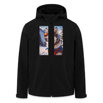 super cute dogs Husky in a ski dress - Men’s Recycled Softshell Jacket by Stanley/Stella - black - Front - AI Model Male 185 light (185cm)