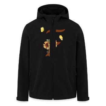 Buchstabe f Sonnenblume Schmetterling - Recycelte Männer Softshell-Jacke von Stanley/Stella - Schwarz - Vorne - AI Model Male 185 light (185cm)