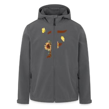 Buchstabe f Sonnenblume Schmetterling - Recycelte Männer Softshell-Jacke von Stanley/Stella - Anthrazit - Vorne - AI Model Male 185 light (185cm)