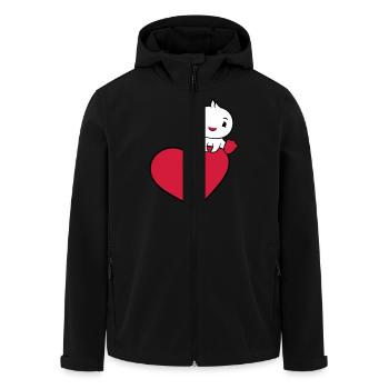 Duck Sitting On Big Heart Valentine's Day Love Sweet - Men’s Recycled Softshell Jacket by Stanley/Stella - black - Front - AI Model Male 185 light (185cm)