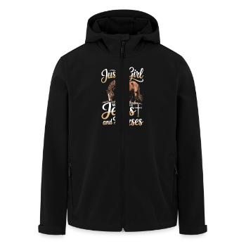 Juste une fille qui aime les chevaux et Jésus - Veste softshell homme en polyester recyclé Stanley/Stella - noir - Devant - AI Model Male 185 light (185cm)