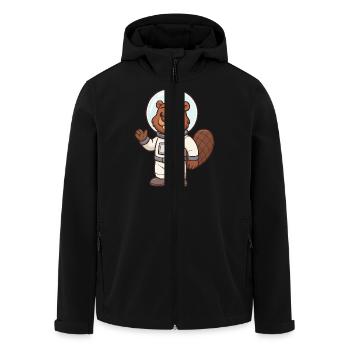 Beaver Astronaut Comic - Men’s Recycled Softshell Jacket by Stanley/Stella - black - Front - AI Model Male 185 light (185cm)
