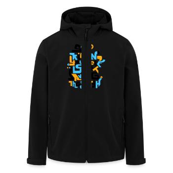 stopkillingyaself_3f - Men’s Recycled Softshell Jacket by Stanley/Stella - black - Front - AI Model Male 185 light (185cm)