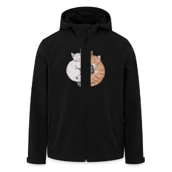 Niedliche Katzen schmusen zusammen für - Recycelte Männer Softshell-Jacke von Stanley/Stella - Schwarz - Vorne - AI Model Male 185 light (185cm)