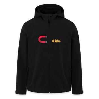 Lustiger Magnet zieht Küken an Cartoon-Design - Recycelte Männer Softshell-Jacke von Stanley/Stella - Schwarz - Vorne - AI Model Male 185 light (185cm)