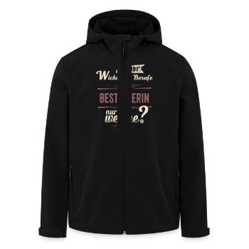 Wichtigere Berufe als - Bestatterin - rot retro - - Men’s Recycled Softshell Jacket by Stanley/Stella - black - Front - AI Model Male 185 light (185cm)