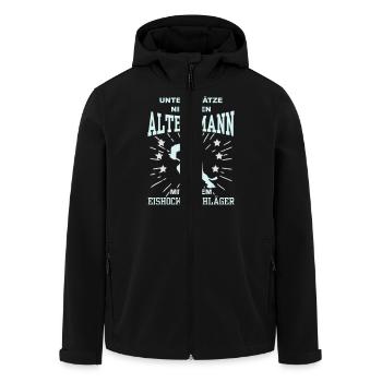 Unterschätze nie einen Mann mit Eishockeyschläger - Recycelte Männer Softshell-Jacke von Stanley/Stella - Schwarz - Vorne - AI Model Male 185 light (185cm)