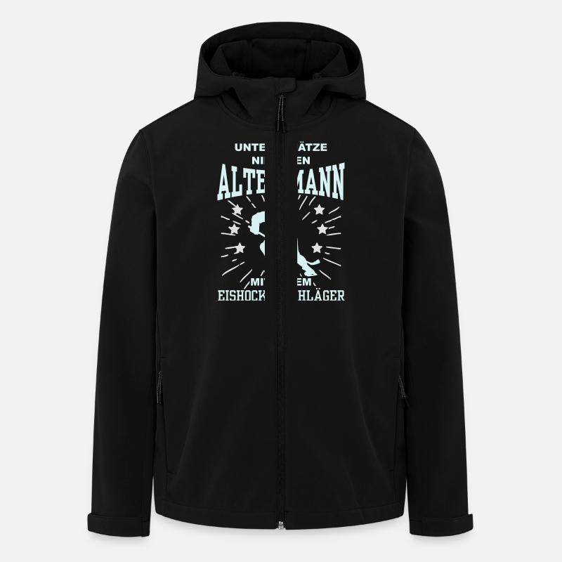 Unterschätze nie einen Mann mit Eishockeyschläger - Recycelte Männer Softshell-Jacke von Stanley/Stella - Schwarz