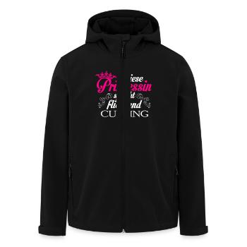 Curling - Prinzessin - Recycelte Männer Softshell-Jacke von Stanley/Stella - Schwarz - Vorne - AI Model Male 185 light (185cm)