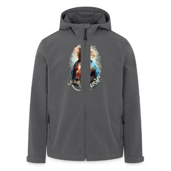 buddha jesus dj .png - Recycelte Männer Softshell-Jacke von Stanley/Stella - Anthrazit - Vorne - AI Model Male 185 light (185cm)