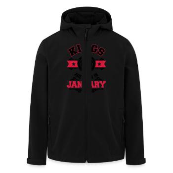 Kings are born in January - Geburtstag - Löwe-bday - Men’s Recycled Softshell Jacket by Stanley/Stella - black - Front - AI Model Male 185 light (185cm)