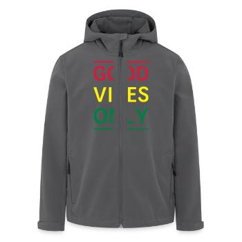 Good Vibes Only - Men’s Recycled Softshell Jacket by Stanley/Stella - black - Front - AI Model Male 185 light (185cm)
