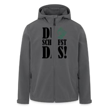 du_schaffst_das_02 - Recycelte Männer Softshell-Jacke von Stanley/Stella - Schwarz - Vorne - AI Model Male 185 light (185cm)