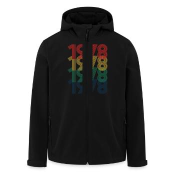 Cool Retro 1978, 44 ans, cadeau de 44e anniversaire - Veste softshell homme en polyester recyclé Stanley/Stella - noir - Devant - AI Model Male 185 light (185cm)