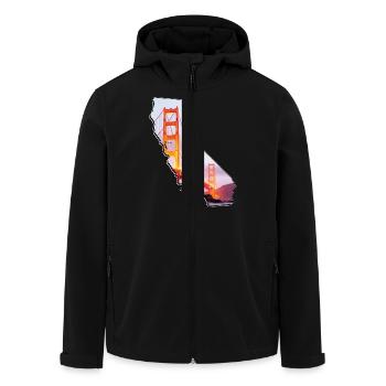 Golden Gate Bridge in der California Landkarte - Recycelte Männer Softshell-Jacke von Stanley/Stella - Schwarz - Vorne - AI Model Male 185 light (185cm)