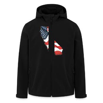 USA Flag in California State Map - Men’s Recycled Softshell Jacket by Stanley/Stella - black - Front - AI Model Male 185 light (185cm)