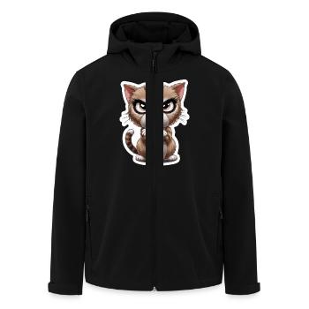 Funny grim cat – cartoon motif for animal friend - Men’s Recycled Softshell Jacket by Stanley/Stella - black - Front - AI Model Male 185 light (185cm)
