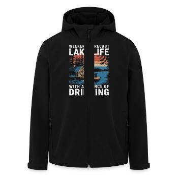 Pure relaxation by the lake - Men’s Recycled Softshell Jacket by Stanley/Stella - black - Front - AI Model Male 185 light (185cm)
