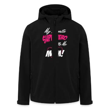 My Favorite Superhero Calls Me Mom - Men’s Recycled Softshell Jacket by Stanley/Stella - black - Front - AI Model Male 185 light (185cm)