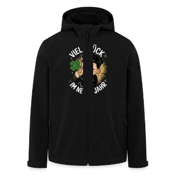 Schornsteinfeger Silvester Kleeblatt Glücksbringer - Recycelte Männer Softshell-Jacke von Stanley/Stella - Schwarz - Vorne - AI Model Male 185 light (185cm)
