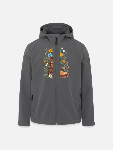 Wanderstiefel Schuh Floral Flower Power Hiker - Recycelte Männer Softshell-Jacke von Stanley/Stella - Schwarz